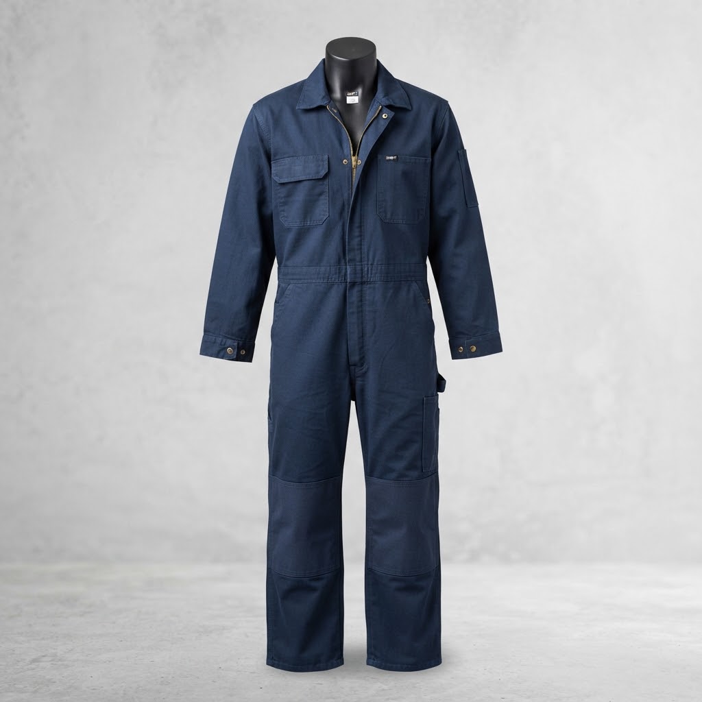 Industrial Coverall — Triple-stitched seams · Reinforced knees · Minimum order 10 pieces